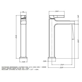 Misturador Monocomando para Lavatório de Mesa/Bica Alta Cromado 00599606 Kira Docol