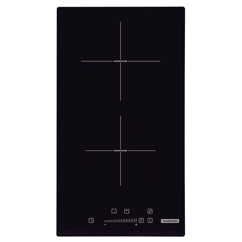 Cooktop por Indução com 2 Áreas de Aquecimento e Comando Touch Dominó Slider 2EI 30 Ref. 94750221 Black Tramotina