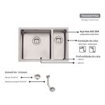 Cuba de 66x46cm com Válvula de 4.1/2" TDC Quadrum Ref. 94008103 Inox Tramontina
