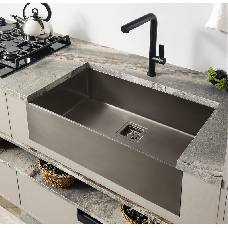 Cuba de 740x430x200 Farm Sink Ref. 90620 Black Matte Debacco