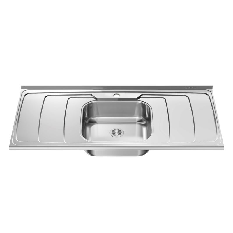 Pia de 2,00x54x14 com Furo e Escorredor Dubai Ref. 35900 Inox GhelPlus