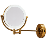 Espelho Duplo Fixo com Iluminação em LED Redondo 1X/5X Dourado Fosco Banhomais