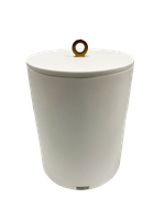 Lixeira de 20x25cm com Acabamento Ello Redondo Off White Fosco/Gold Matte Resimetal