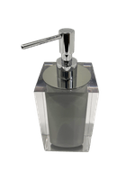 Porta Sabão Líquido Quadrada Cristal Cinza Claro/Cromado Resimetal