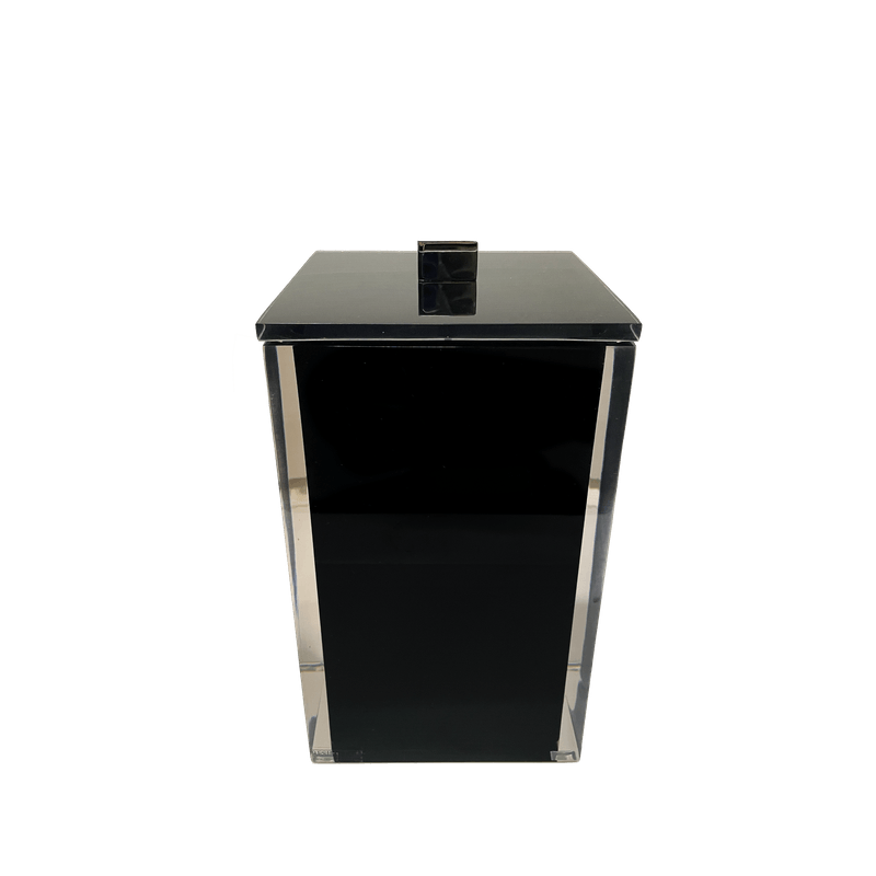 Lixeira de 15x25cm com Acabamento Sienna Quadrada Cristal Preto/Cromado Resimetal