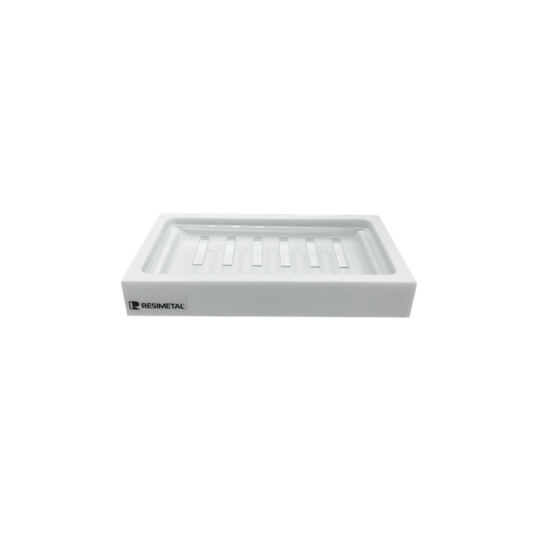 Saboneteira de Mesa Box Cristal Branco Fosco Resimetal