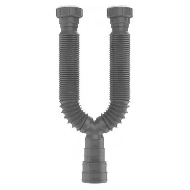 Sifão com Tubo Extensivo Duplo Universal Cinza Amanco Wavin