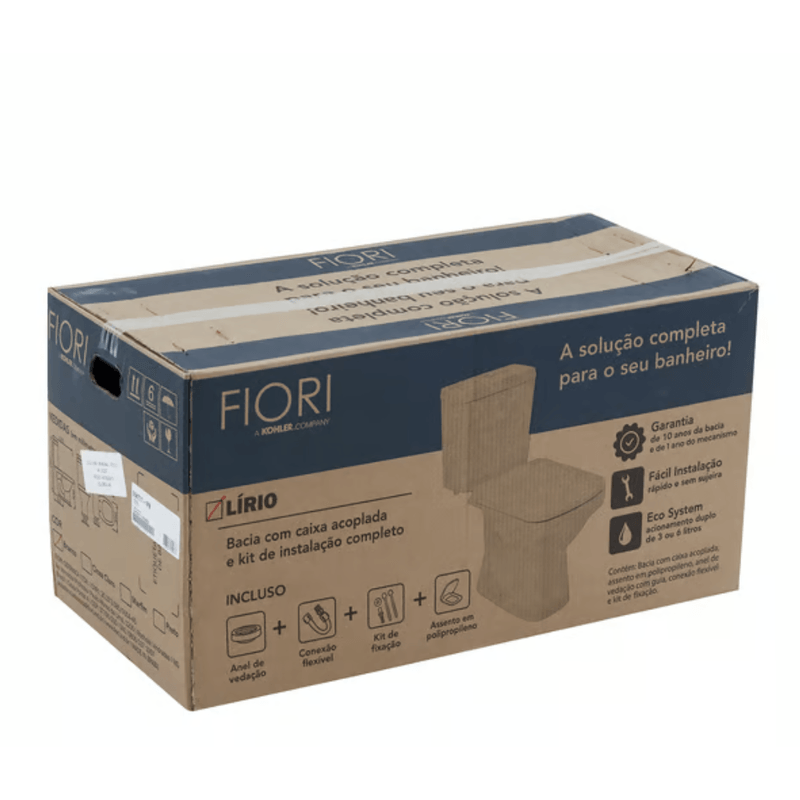 Kit Bacia com Caixa Acoplada e Acessórios Lirio Branco Fiori