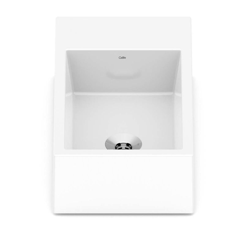 Cuba de Apoio Retangular com Mesa de 44x25cm Curve Branco Celite