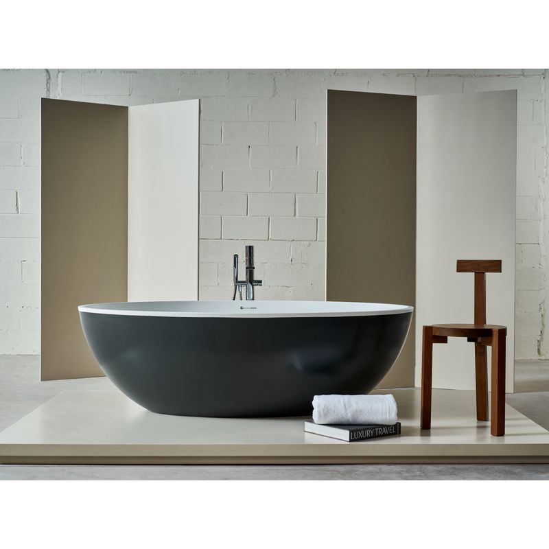 Banheira Oval com Acabamento Color Coating BM056 Chumbo Banhomais