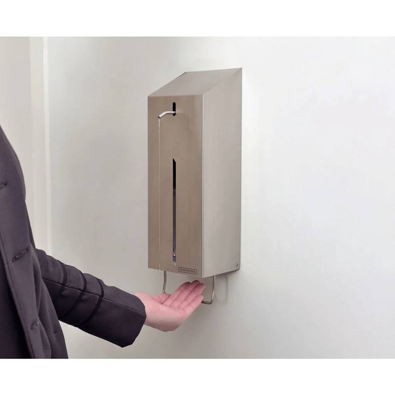 Dispenser de Álcool Gel e Sabão Líquido de 1 Litro em Aço Inox Escovado Tramontina