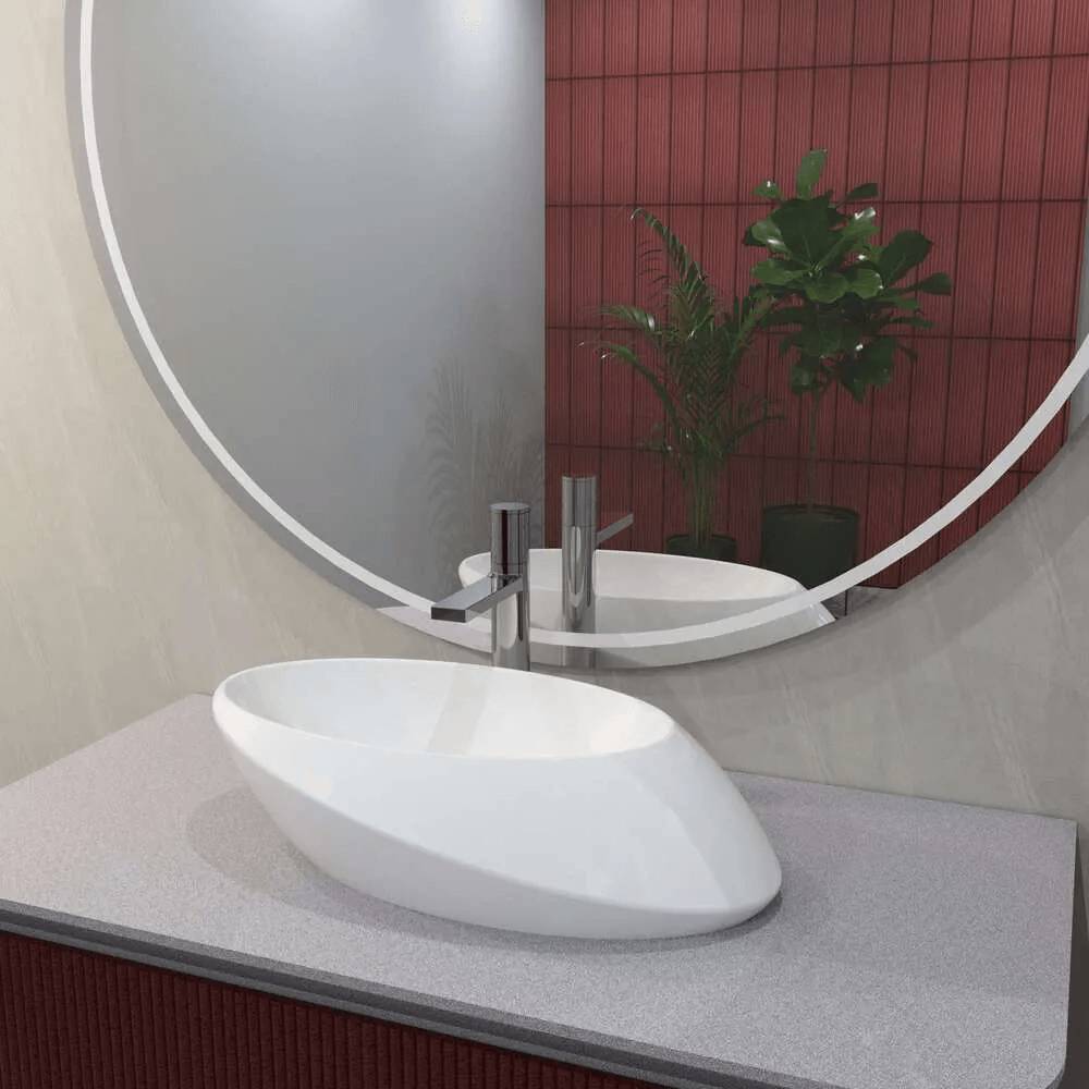 Cuba de Apoio Oval de 53x32x14cm Vulcano Ref. 12.0217.0101A Branco