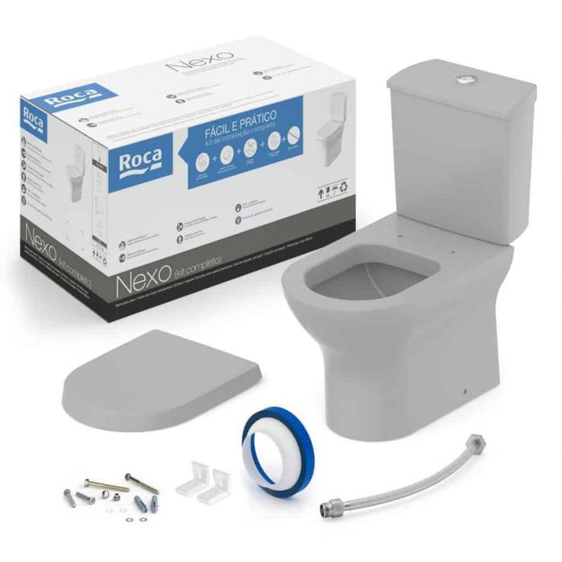 Kit Bacia com Caixa Acoplada e Acessórios Nexo Stone Roca