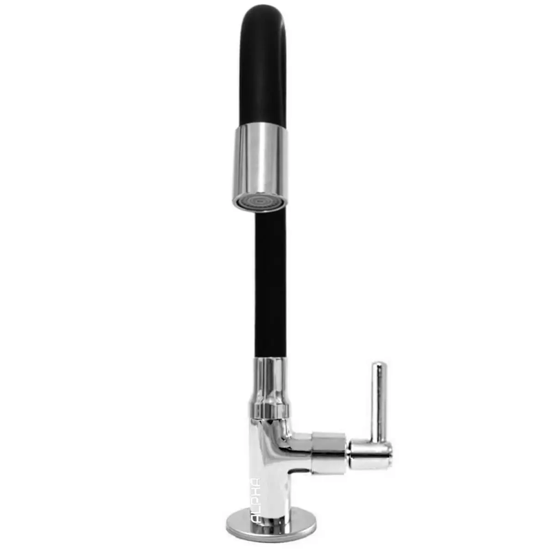 Torneira para Cozinha de Mesa e 1/4" de Volta 1169 C72 Cromado/Preto Alpha Hidrometais