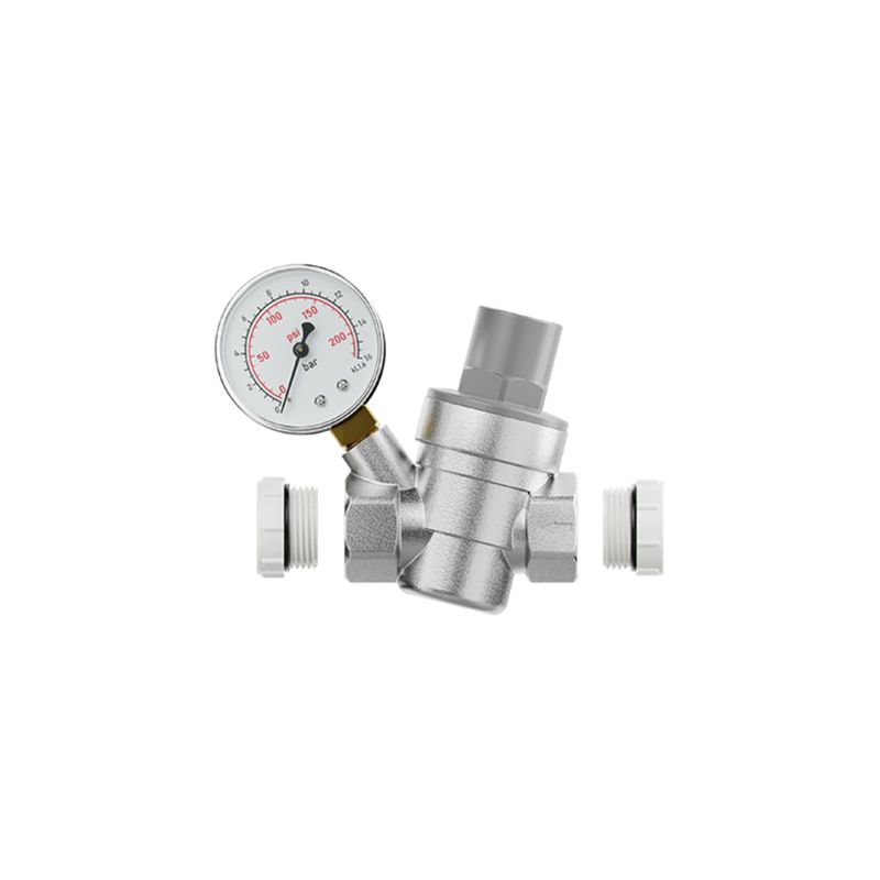 Válvula Redutora de Pressão com Manômetro Integrado de 3/4"x1/2" Ref. 330331 Blukit