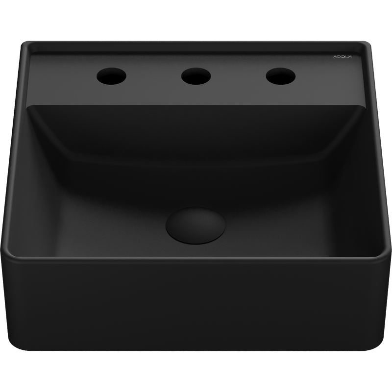 Cuba de Semi-Encaixe com Mesa Quadrada de 42x42x13cm Sentiero Ref. 12.0322.0404A Preto Fosco Acqua
