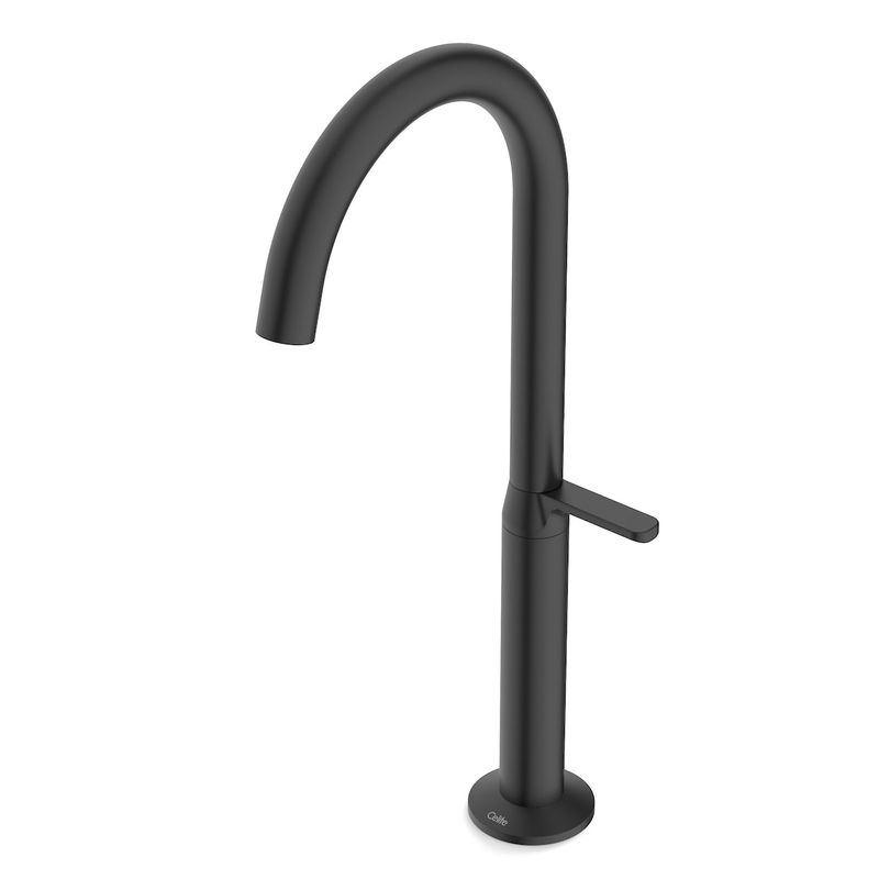 Torneira para Lavatório de Mesa com Bica Alta Design Preto Matte Celite