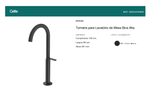 Torneira para Lavatório de Mesa com Bica Alta Design Preto Matte Celite