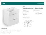 Gabinete com 2 Gavetas e Lavatório Integrado de 65x43cm Cube Branco Celite
