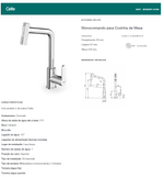 Misturador Monocomando para Cozinha de Mesa Kitchen Cromado Celite