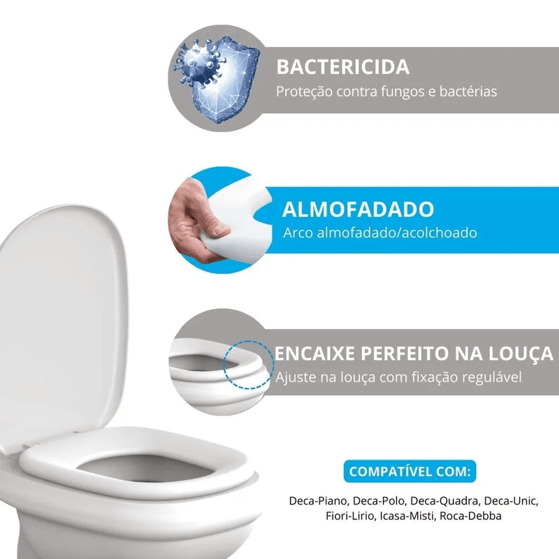 Assento Sanitário Almofadado para Bacia Quadra/Piano/Polo Ébano 95 Astra