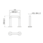 Barra de Apoio Lateral para Lavatório de 25x24cm Inox Escovado Wog