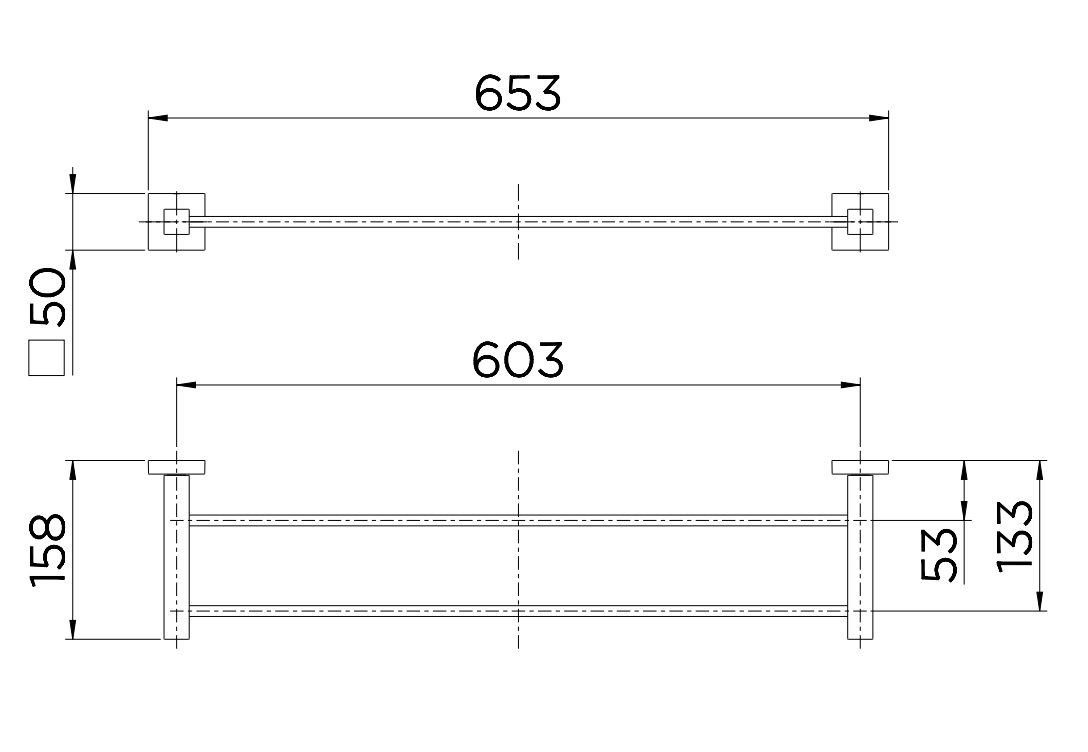 Porta Toalha Bastão Duplo Square 00641872 Ouro Escovado Docol