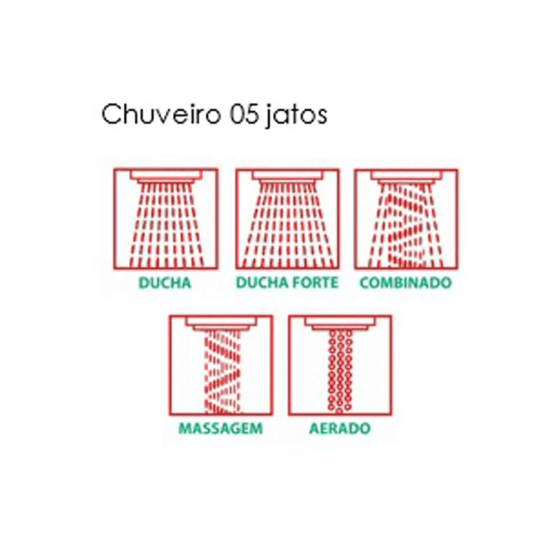 Chuveiro Massageador com 05 Jatos Ref. 995 Cromado Wog