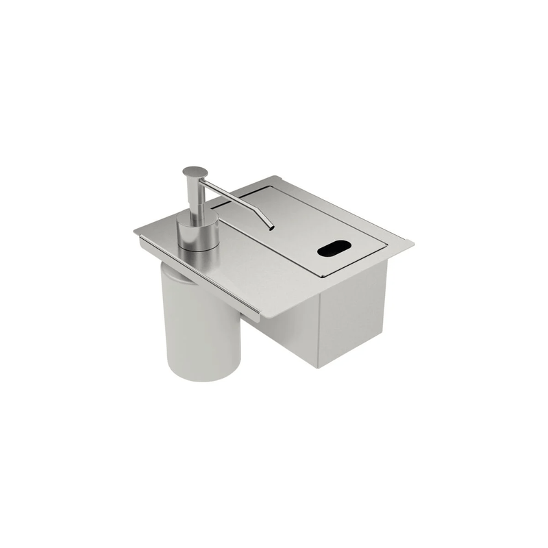 Porta Esponja com Tampa e Dosador de Sabão Líquido para Canal Organizador Ref.94534026 Inox Tramontina