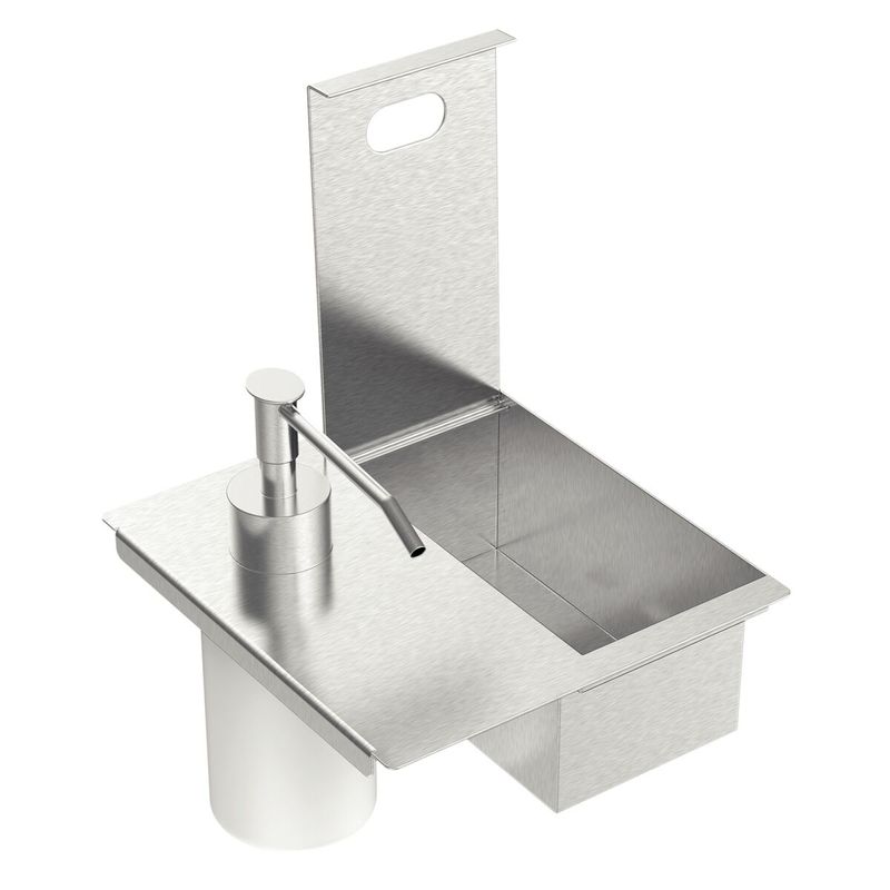 Porta Esponja com Tampa e Dosador de Sabão Líquido para Canal Organizador Ref.94534026 Inox Tramontina