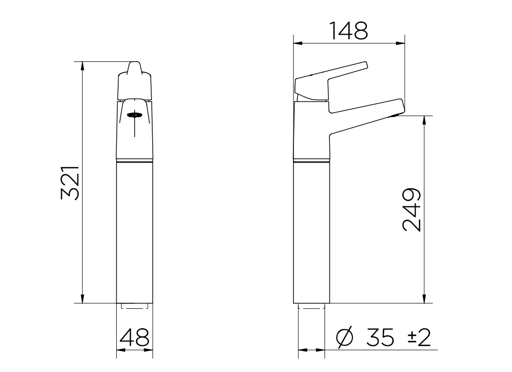 Misturador Monocomando para Lavatório de Mesa com Bica Alta