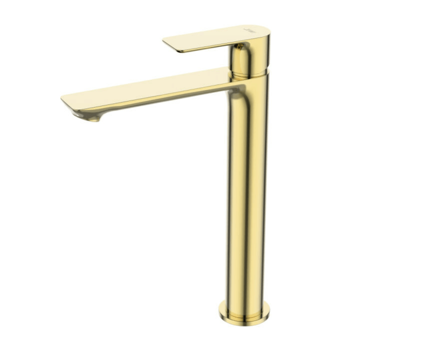 Misturador Monocomando para Lavatório de Mesa com Bica Alta Mykonos Ref. WJ-2885-MK-GD Gold Jiwi